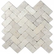 Cream Herringbone Stone Mosaic Tile